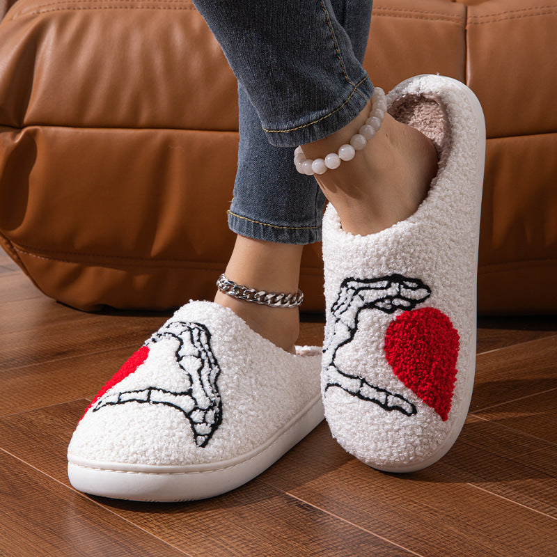 Pupperz Seasonal Embroidered Skull Heart Slippers