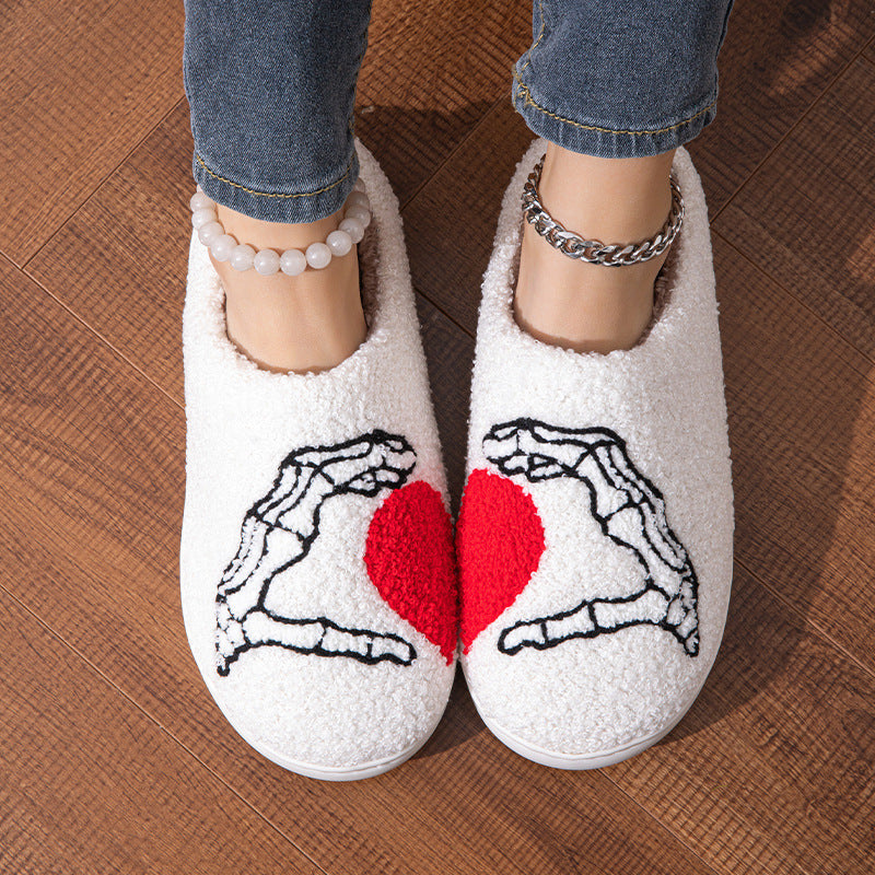 Pupperz Seasonal Embroidered Skull Heart Slippers
