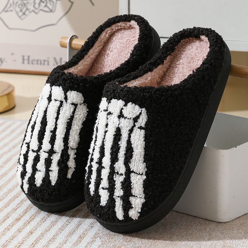 Pupperz Seasonal Embroidered Skeleton Slippers