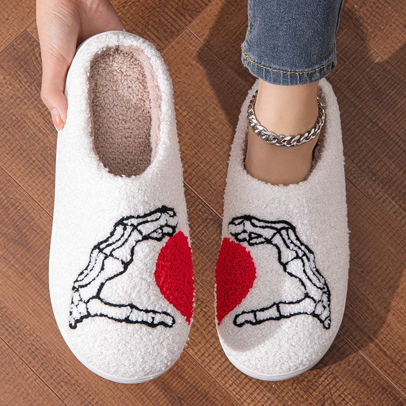 Pupperz Seasonal Embroidered Skull Heart Slippers