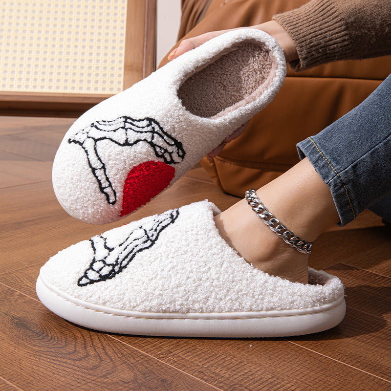 Pupperz Seasonal Embroidered Skull Heart Slippers