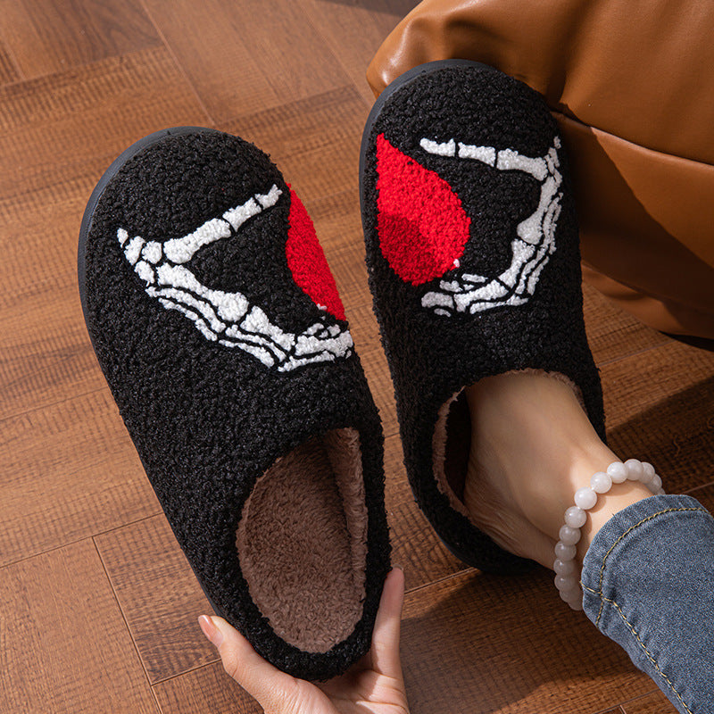 Pupperz Seasonal Embroidered Skull Heart Slippers