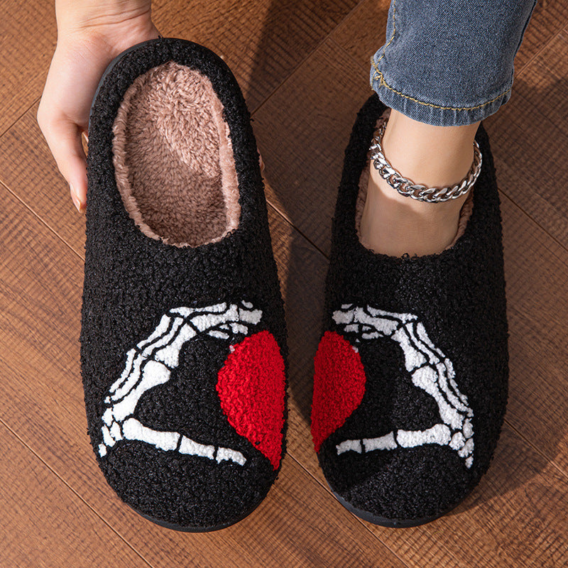 Pupperz Seasonal Embroidered Skull Heart Slippers